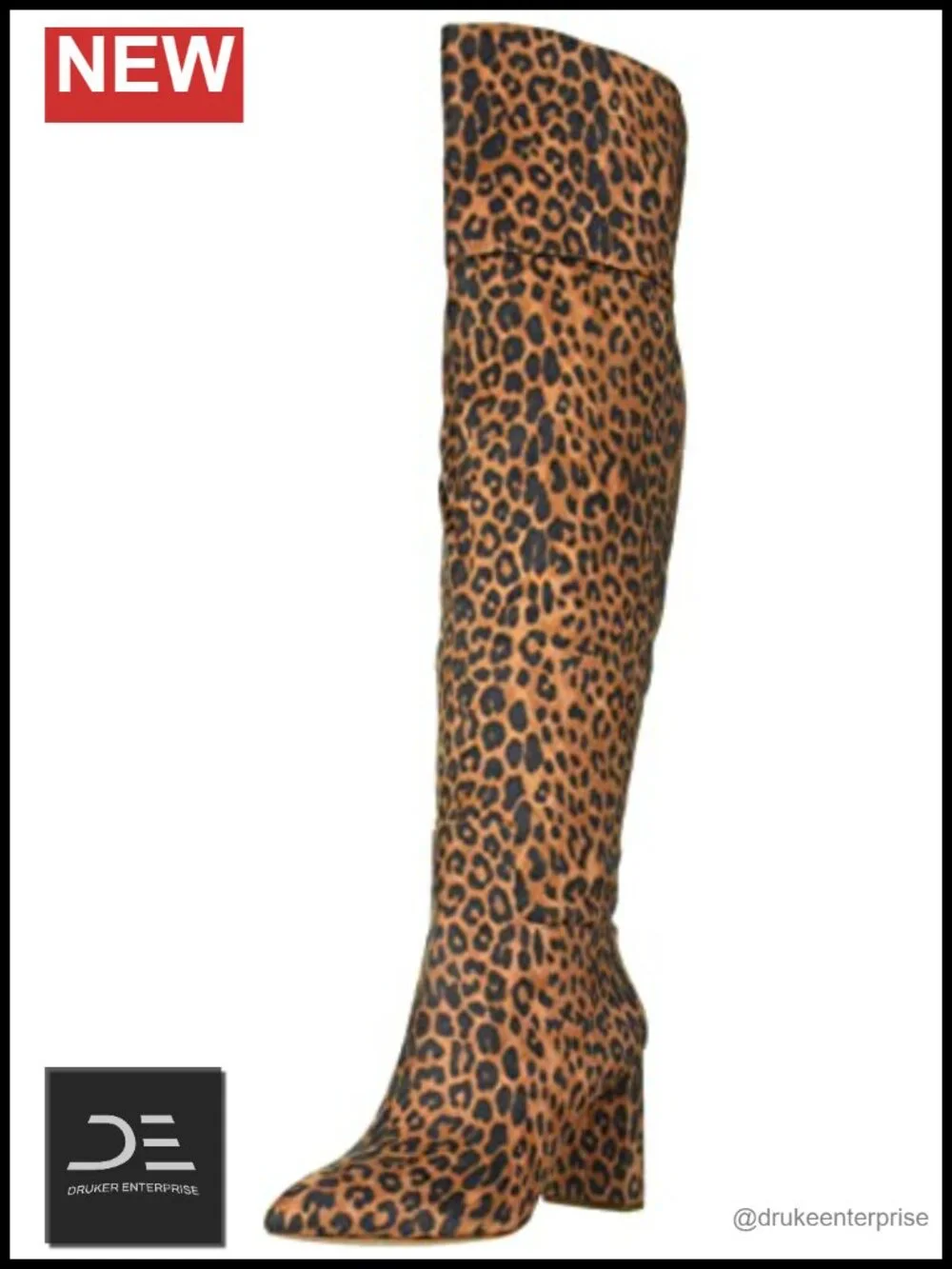 Over-the-Knee Boots Block Heel Pointed Toe Zip Cotton Lining Fall Boots
